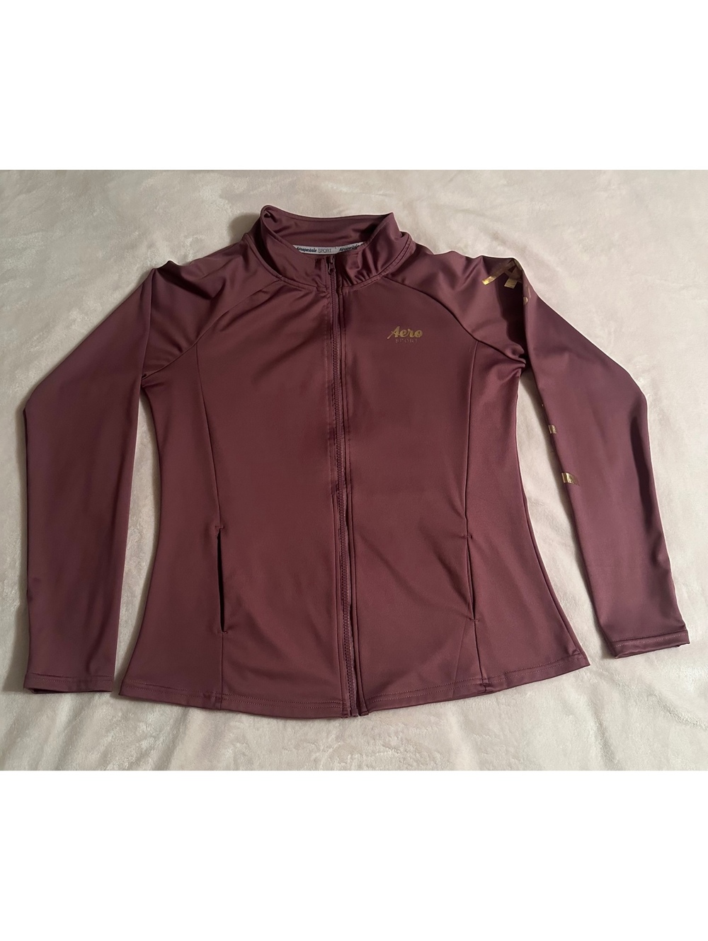 Aéropostale Sport Active Track Jacket - Size XL Mauve Metallic Gold